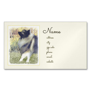 Keeshond Aspen Painting - Cute Original Dog Art Magnetisch Visitekaartje