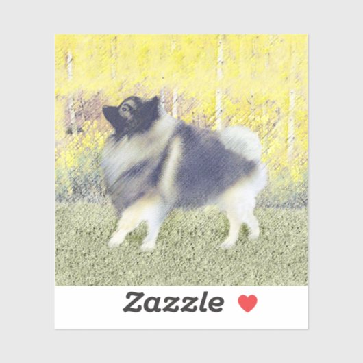 Keeshond Aspen Painting - Cute Original Dog Art Sticker (Vel)