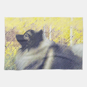 Keeshond Aspen Painting - Cute Original Dog Art Theedoek