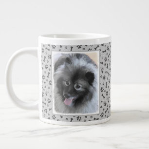 Keeshond Bailey Painting - Cute Original Dog Art Extra Grote Beker