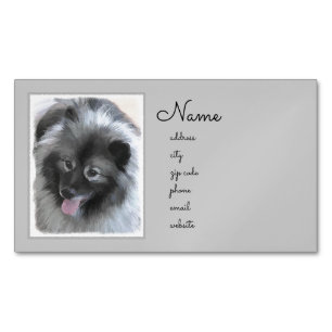 Keeshond Bailey Painting - Cute Original Dog Art Magnetisch Visitekaartje