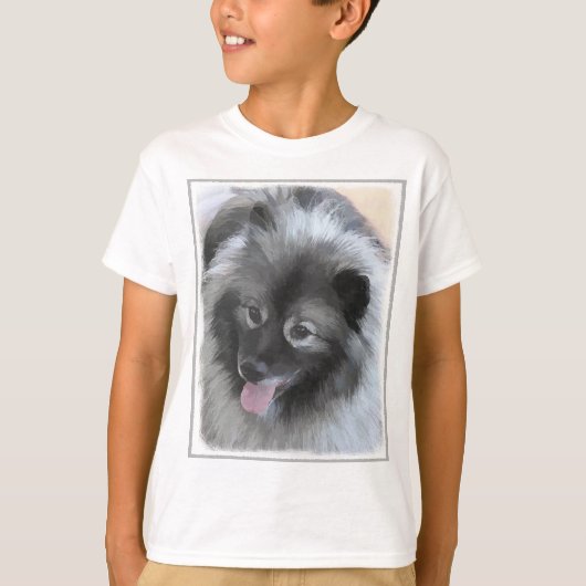Keeshond Bailey Painting - Cute Original Dog Art T-shirt (Voorkant)