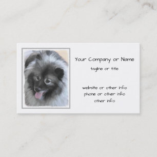Keeshond Bailey Painting - Cute Original Dog Art Visitekaartje