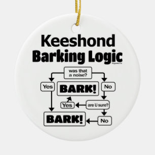 Keeshond Barking Logic Keramisch Ornament