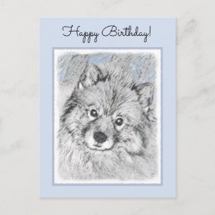 Keeshond Beth Painting - Cute Original Dog Art Briefkaart