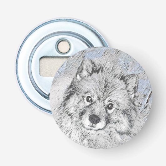 Keeshond Beth Painting - Cute Original Dog Art Button Flesopener (Voorkant)