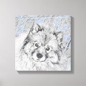 Keeshond Beth Painting - Cute Original Dog Art Canvas Afdruk (Voorkant)