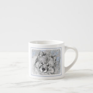Keeshond Beth Painting - Cute Original Dog Art Espresso Kop