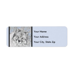 Keeshond Beth Painting - Cute Original Dog Art Etiket