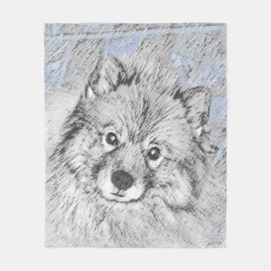 Keeshond Beth Painting - Cute Original Dog Art Fleece Deken (Voorkant)