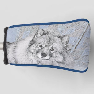 Keeshond Beth Painting - Cute Original Dog Art Golfheadcover