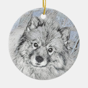 Keeshond Beth Painting - Cute Original Dog Art Keramisch Ornament
