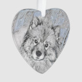 Keeshond Beth Painting - Cute Original Dog Art Ornament (voorkant)