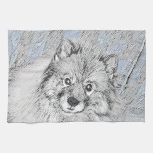 Keeshond Beth Painting - Cute Original Dog Art Theedoek