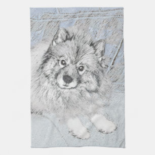Keeshond Beth Painting - Cute Original Dog Art Theedoek