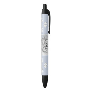 Keeshond Beth Painting - Cute Original Dog Art Zwarte Inkt Pen