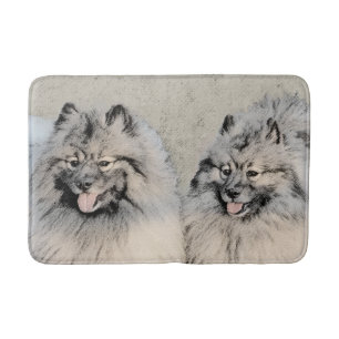 Keeshond Brothers Painting - Original Dog Art Badmat