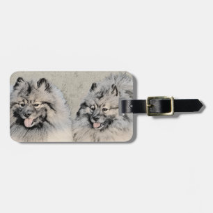 Keeshond Brothers Painting - Original Dog Art Bagagelabel