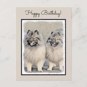 Keeshond Brothers Painting - Original Dog Art Briefkaart