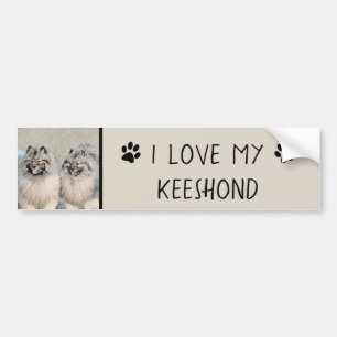 Keeshond Brothers Painting - Original Dog Art Bumpersticker