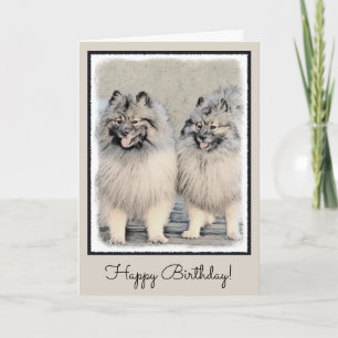 Keeshond Brothers Painting - Original Dog Art Kaart