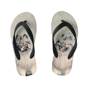 Keeshond Brothers Painting - Original Dog Art Kinder Teenslippers