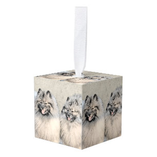 Keeshond Brothers Painting - Original Dog Art Kubus Ornament