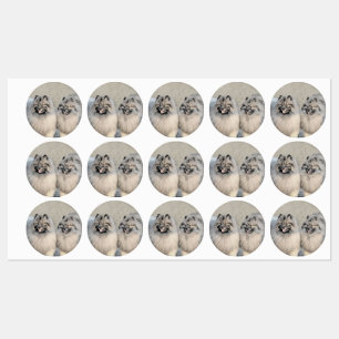 Keeshond Brothers Painting - Original Dog Art Labels