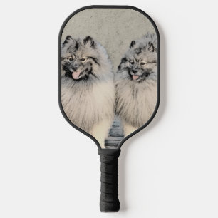 Keeshond Brothers Painting - Original Dog Art Pickleball Paddle