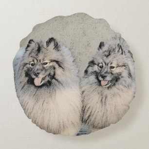 Keeshond Brothers Painting - Original Dog Art Rond Kussen