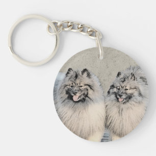 Keeshond Brothers Painting - Original Dog Art Sleutelhanger