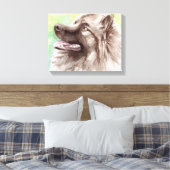 Keeshond Canvas Dog Portrait Afdruk (Insitu (Slaapkamer))