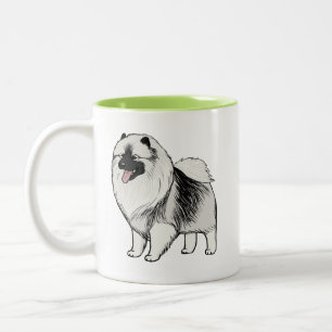 Keeshond Cartoon Dog   Cute Keesie Tweekleurige Koffiemok