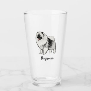 Keeshond Cartoon Dog Gepersonaliseerde Keesie Love Glas