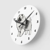 Keeshond Cartoon Dog Ronde Klok (Hoek)