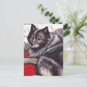 Keeshond Dog Art Briefkaart (Staand voorkant)