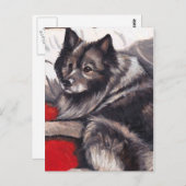 Keeshond Dog Art Briefkaart (Voorkant / Achterkant)