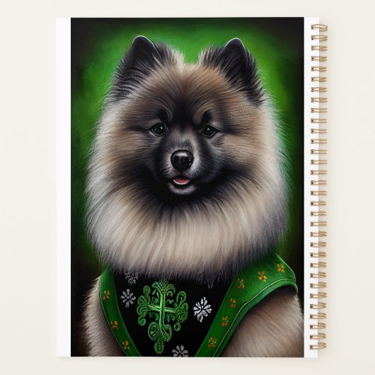 Keeshond Dog en tenue de jour St. Patrick (Dos)