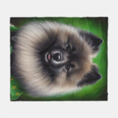 Keeshond Dog in St. Patrick's Day Dress Fleece Deken (Voorkant (Horizontaal))