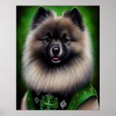 Keeshond Dog in St. Patrick's Day Dress Poster (Voorkant)