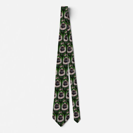 Keeshond Dog in St. Patrick's Day Dress Stropdas (Voorkant)