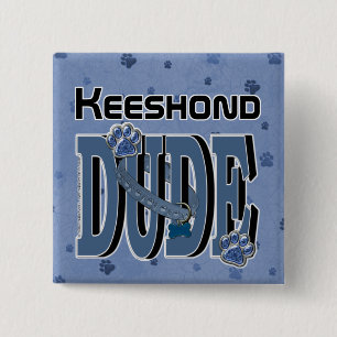 Keeshond DUDE Vierkante Button 5,1 Cm