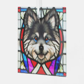 Keeshond "Glas in lood" Glas Ornament (Voorkant links)