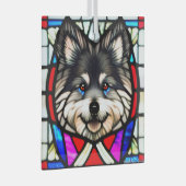 Keeshond "Glas in lood" Glas Ornament (Voorkant Rechts)