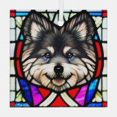 Keeshond "Glas in lood" Glas Ornament (Achterkant)