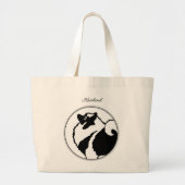 Keeshond Graphic Outline Schattigee originele Pet Grote Tote Bag (Voorkant)