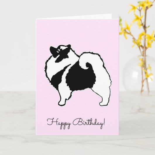 Keeshond Graphics - Cute Original Dog Art Kaart (Gele Bloem)
