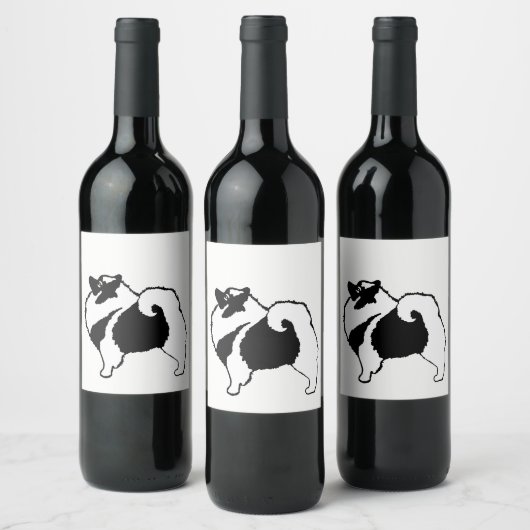 Keeshond Graphics - Cute Original Dog Art Wijn Etiket (Flessen)