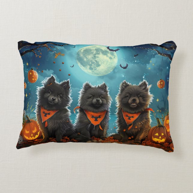 Keeshond Halloween Spooky Accent Kussen (Achterkant)