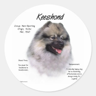 Keeshond History Design Ronde Sticker